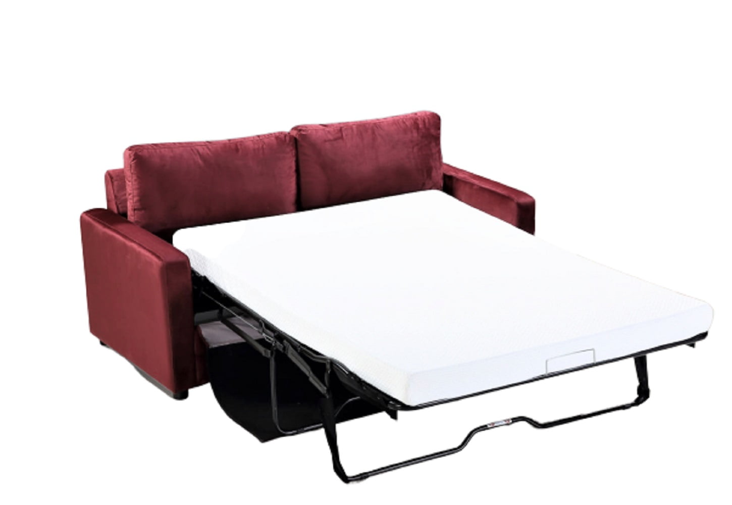Uspridefurniture Borland 70'' Velvet Square Arm Sofa Bed,Red