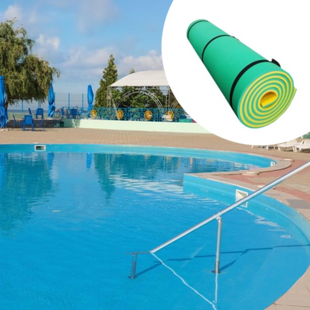 Almohadilla de agua de agua flotante alta densidad con correas colchón de balsa flotante de piscina para suministros de fiesta familiares Sports Lake Amarillo y verde