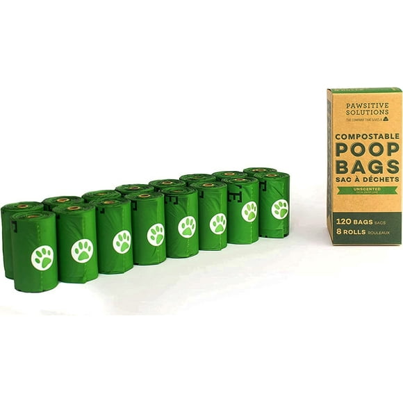 Pawsitive Solutions Eco-Friendly Compostable Extra Thick and Strong Unscented Doggy Poop Waste Bags - Easy Open BPI Certified (240 Bags)