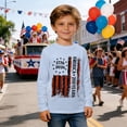 thumbnail image 2 of VNKIDY Boys Kids Patriotic Crew Neck Long Sleeve T Shirt With 250 Years 1776-2026 America Distressed Vertical Flag Print For Independence Day Wear Versatile Top, 2 of 4