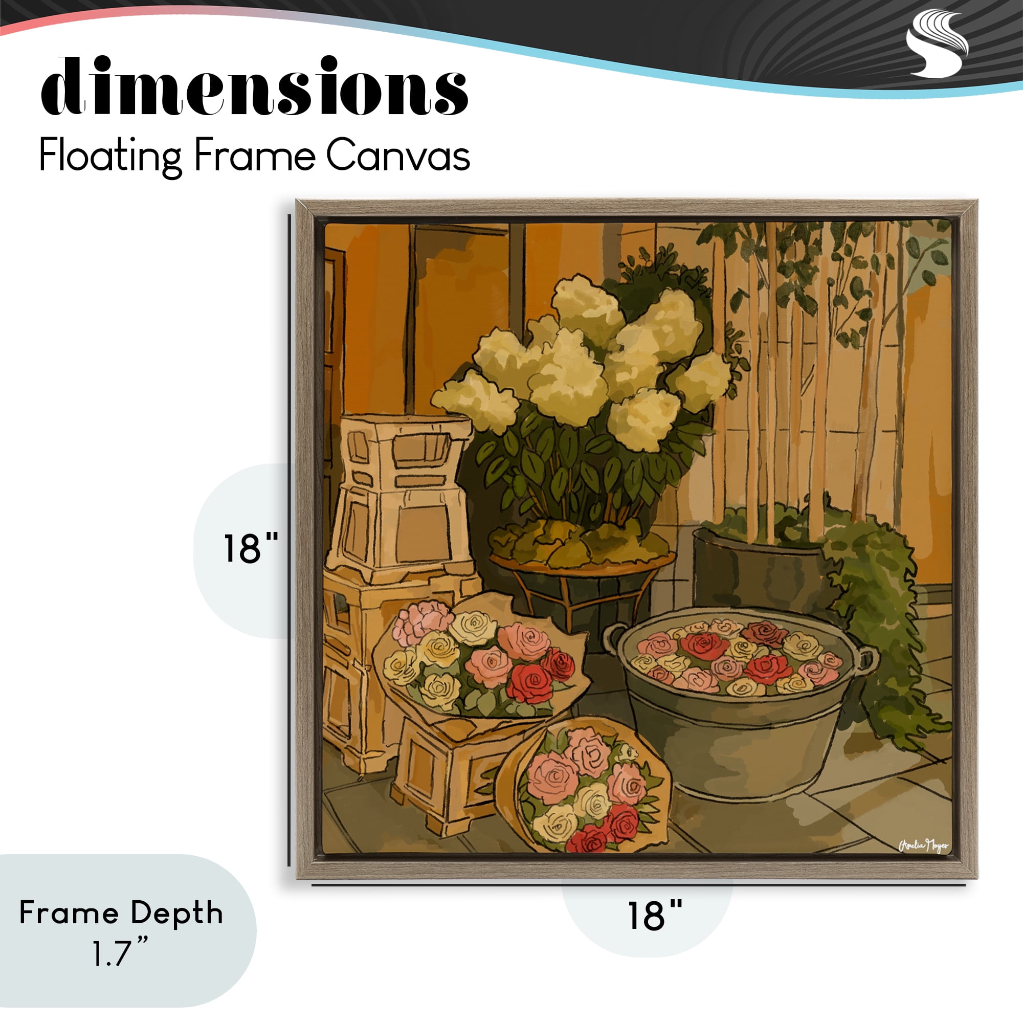 Stupell Industries London Town Flowers Brown Framed Floater Canvas Wall Art, design by Amelia Noyes