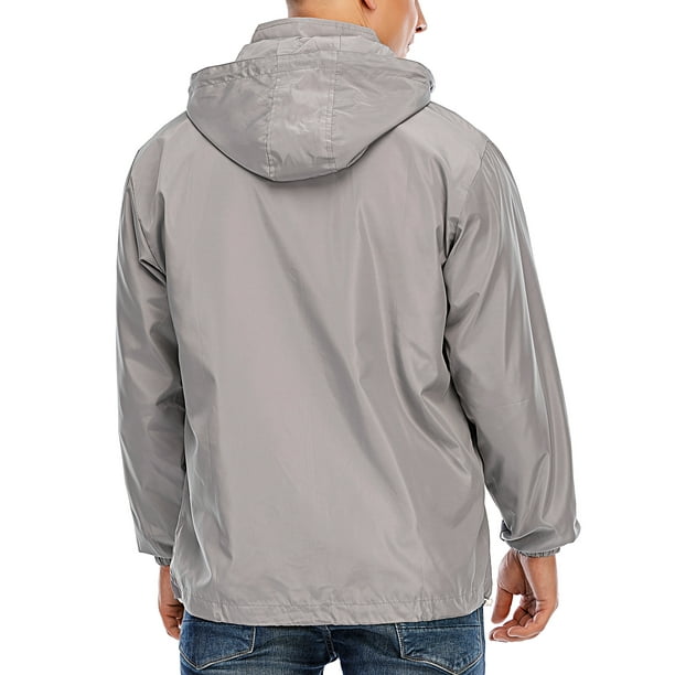 Mens Windbreaker Jacket Coat with Hood Hooded Waterproof