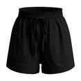 thumbnail image 5 of Women Linen Blend Casual Shorts Summer Drawstring Elastic Waist Relaxed Fit with Side Pockets Everyday Lounge Beach Vacation Wear, 5 of 6