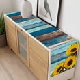 thumbnail image 4 of Spring Sunflowers Table Runner - 72 Inch Long, Kitchen Dining Table Runner Dresser Scarves, Yellow Floral Turquoise Farmhouse Wood Grain Farmhouse Decor for Coffee Tables Wedding Party Banquet, 4 of 8