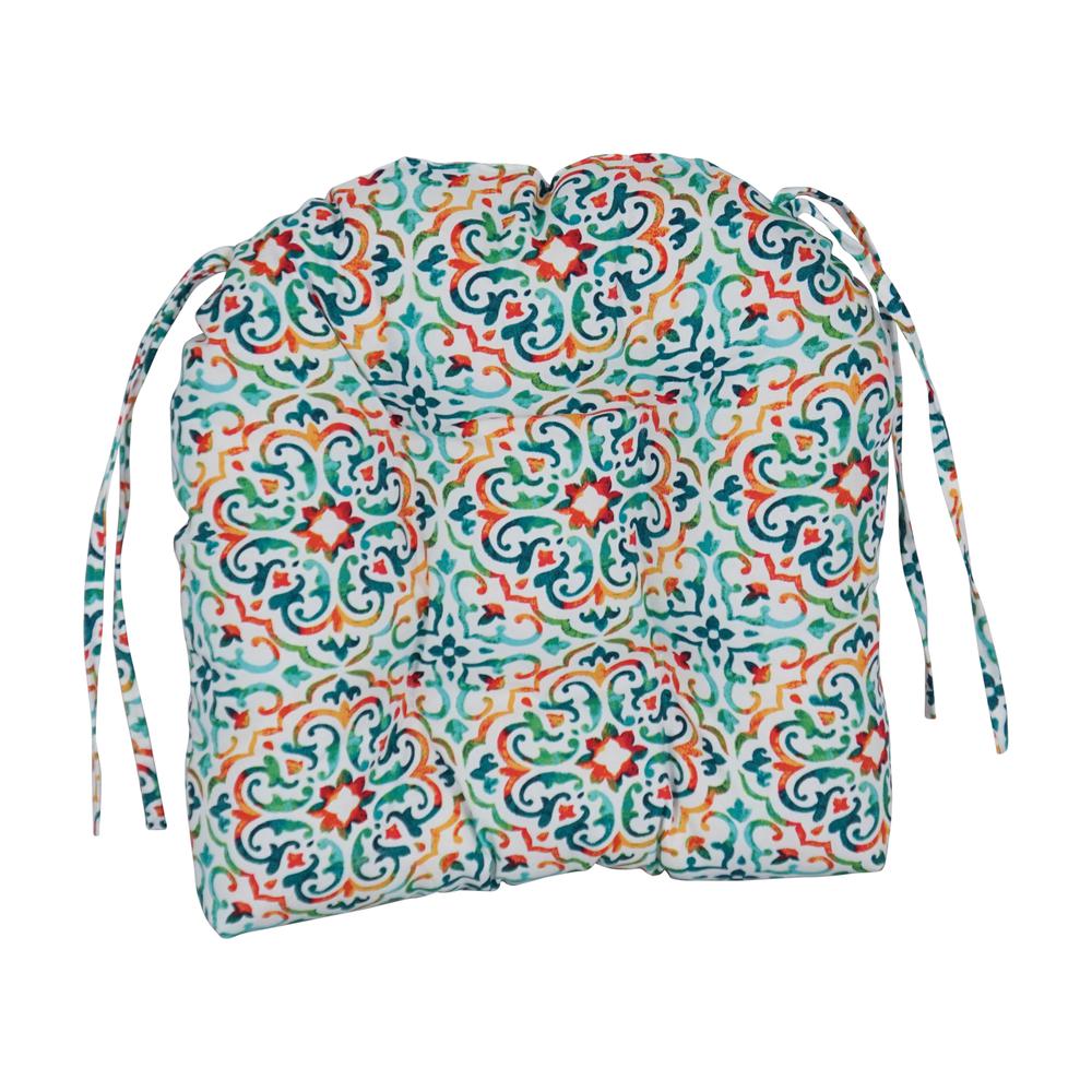 Blazing Needles 916X16US-T-2CH-OD-241 16 in. Spun Polyester Outdoor U-Shaped Tufted Chair Cushions, Reina Opal - Set of 2