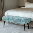 thumbnail image 2 of CHAQLIN Aqua Floral Bench Covers, Breathable End of Bed Long Bench Seat Slipcover Washable Poly Spandex Bench Slipcover for Bedroom, 2 of 9
