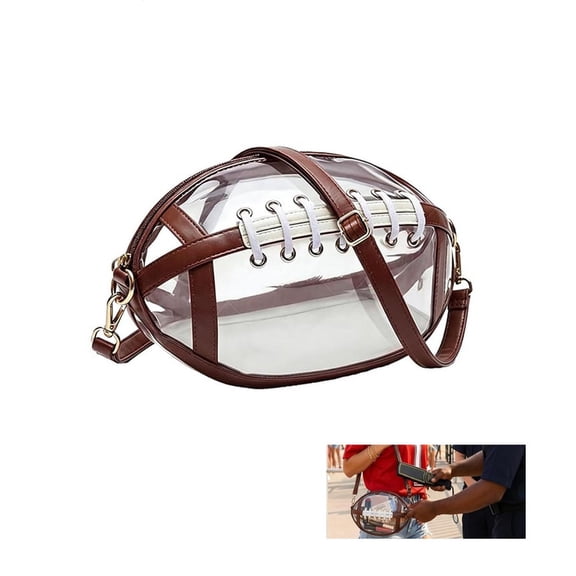 Clear Football Shaped Crossbody Bag, With Adjustable Strap, Clear Purse for Women, Stadium Events Approved PVC for Concerts Sports