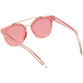thumbnail image 4 of Translucent Horn Rimmed Sunglasses Metal Crossbar Color Tinted Square Lens 57mm (Red Gold), 4 of 4