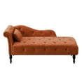 thumbnail image 6 of Miniyam Velvet Chaise Lounge, Tufted Accent Chaise Chair with Pillow for Living Room Bedroom, Orange, 6 of 8