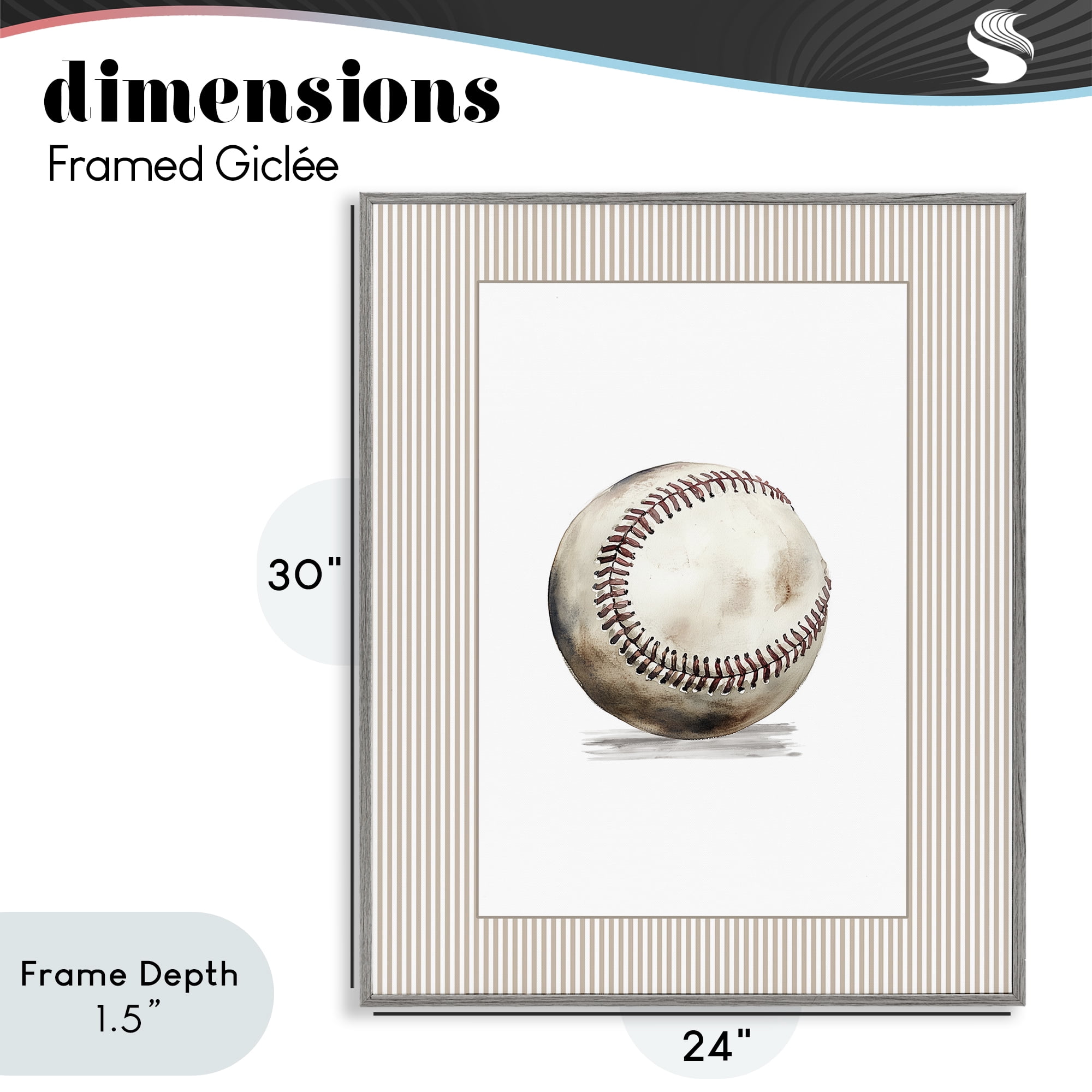 Stupell Industries Vintage Sports Baseball Gray Framed Giclee Art, design by Christine Simpson Art