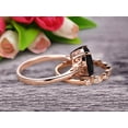 thumbnail image 4 of 1.80 Carat 8X6mm Cushion Cut Black Diamond Moissanite Solitaire Engagement Ring With Matching Band On 10K Rose Gold Art Deco Shining Startling Ring Anniversary Gift, 4 of 5
