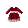 thumbnail image 1 of FOCUSNORM Robe Décontractée à Col Rond pour Filles, Jupe Courte à Manches Longues avec Ourlet en Dentelle, 1 of 8
