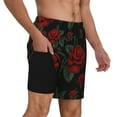 thumbnail image 2 of Sigee Roses Print Mens Swim Trunks with Compression Liner Quick Dry Swim Stretch Beach Shorts with Pockets,S-3XL, 2 of 7