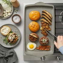 Flonal Monolite Forged Aluminum Non-Stick Griddle Plate 13.8x9.8" (35x25 cm) Marble Flat Griddle Pan, Gray