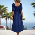 thumbnail image 7 of IROINNID Wedding Guest Dresses for Women Homecoming Party High Waist Color Short Sleeve Off-The Shoulder Dress Elegant Formal Dress,Navy, 7 of 7