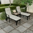 thumbnail image 2 of Jordan Manufacturing 74" x 22" McHusk Stone Grey Crosshatch Rectangular Outdoor Chaise Lounge Cushion with Ties and Hanger Loop, 2 of 13