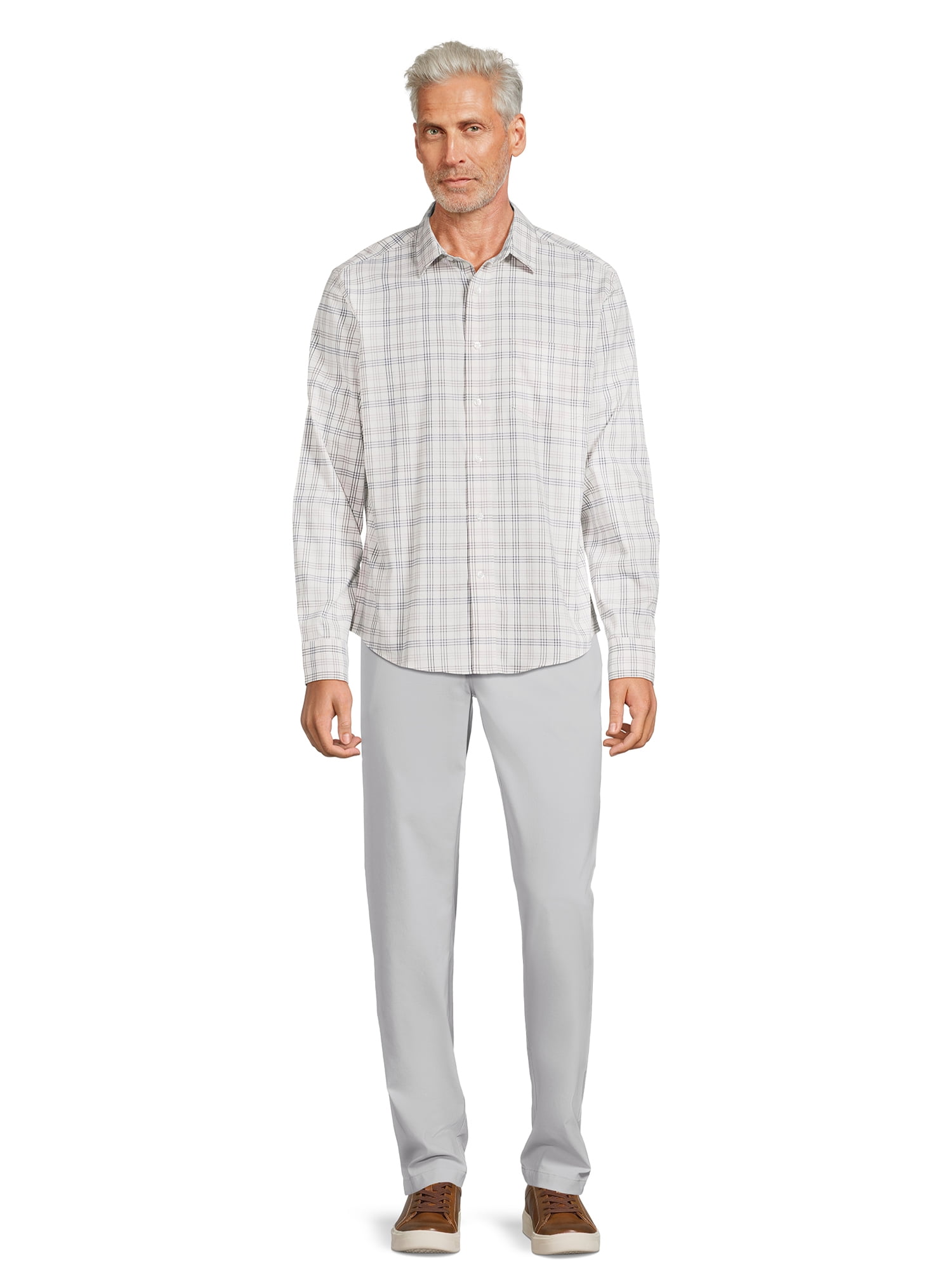 George Men's Long Sleeve Poplin Button-Up Shirt