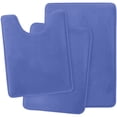 thumbnail image 4 of Set of 3 Absorbent Memory Foam Bath Mat Bathroom Rugs, Machine Washable， Large 20"x32", Small 17"x24", Contour 24"x20" Blue, 4 of 6