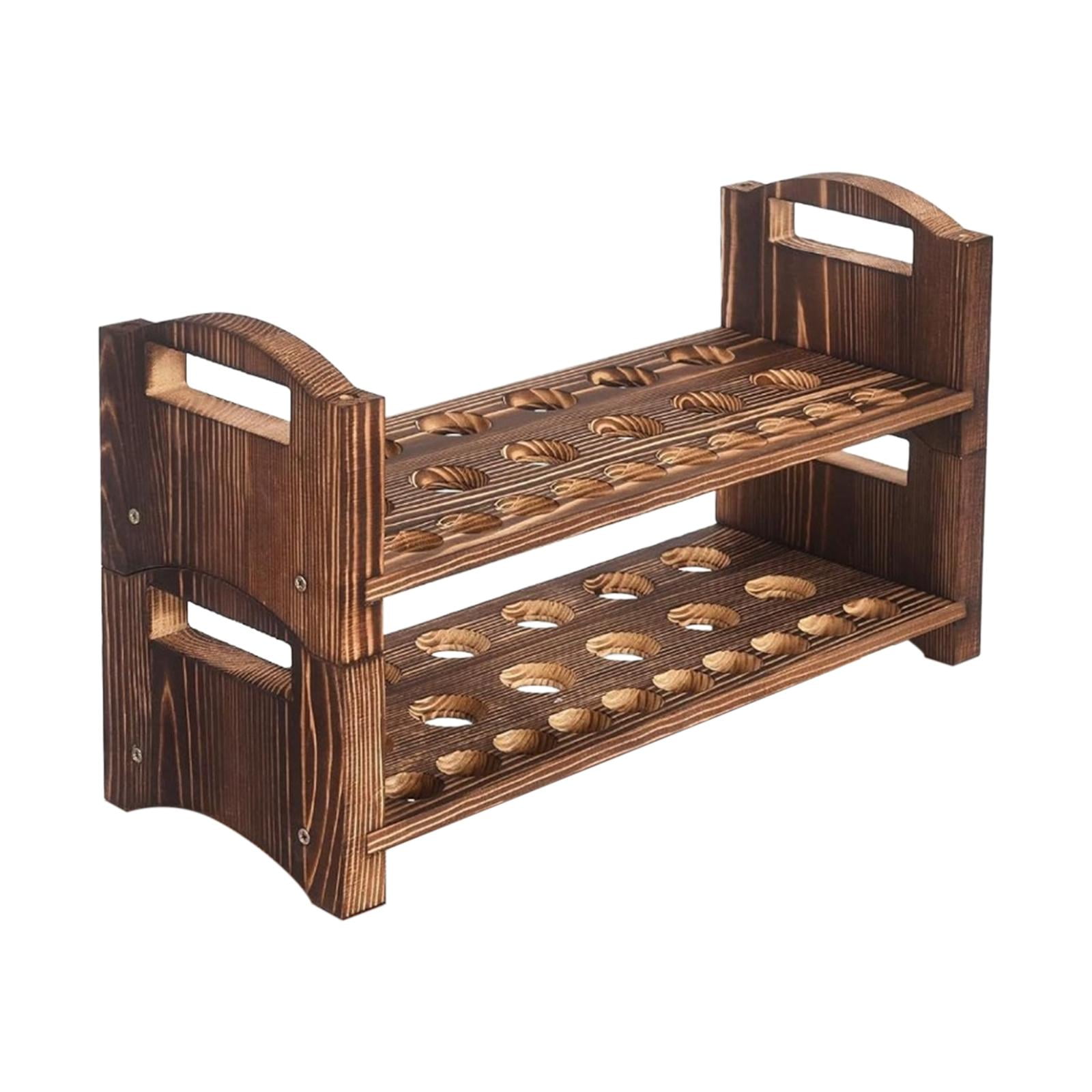 Egg Storage Holder Wooden Egg Shelf Stackable Tray Grooved Design for Pantries Kitchens Freezers Restaurants
