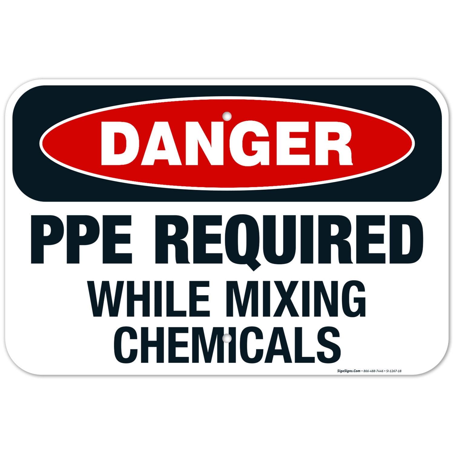 Danger Ppe Required While Mixing Chemicals Sign, OSHA Danger Sign ...