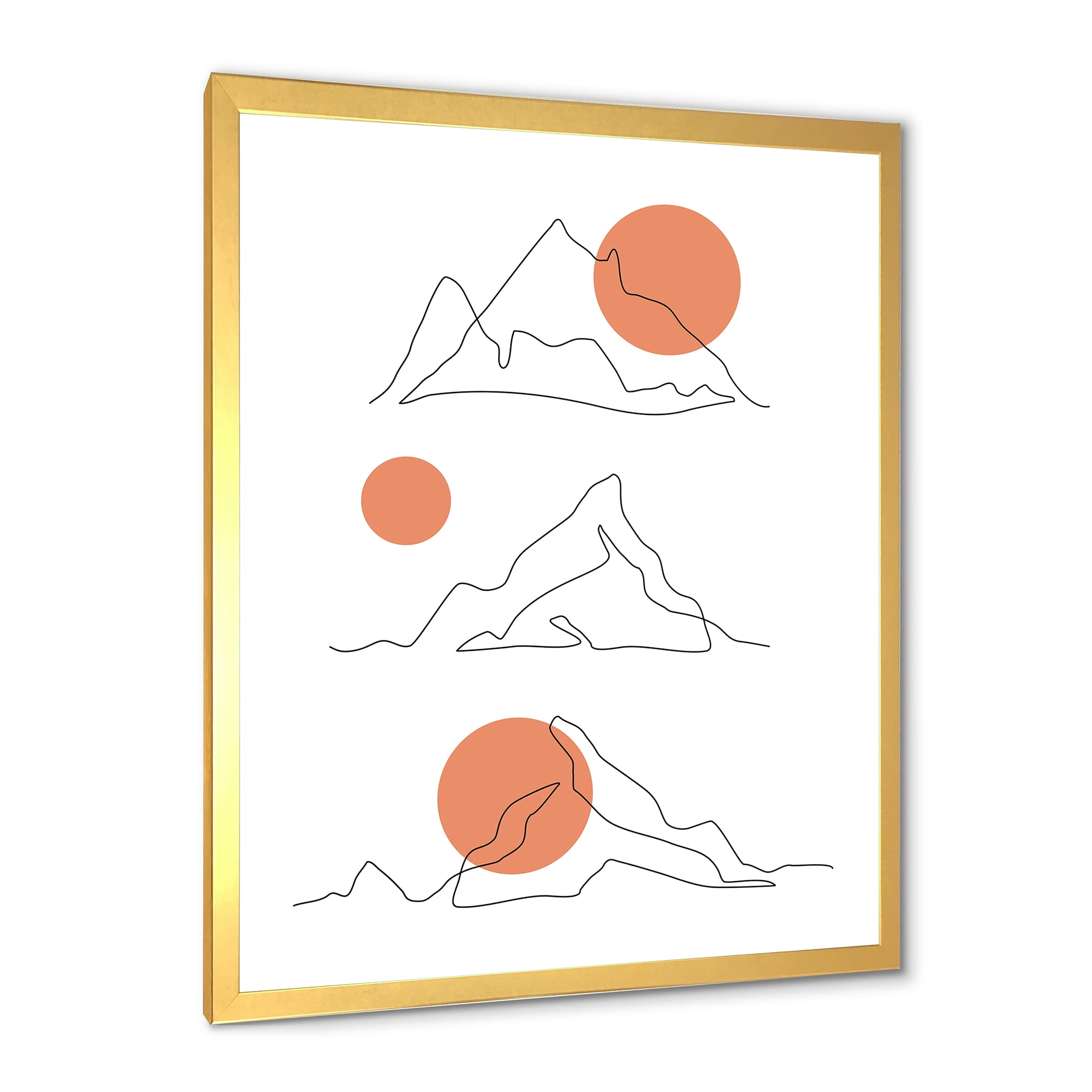 Designart 'Abstract Red Moons With Mountain Range' Modern Framed Art Print