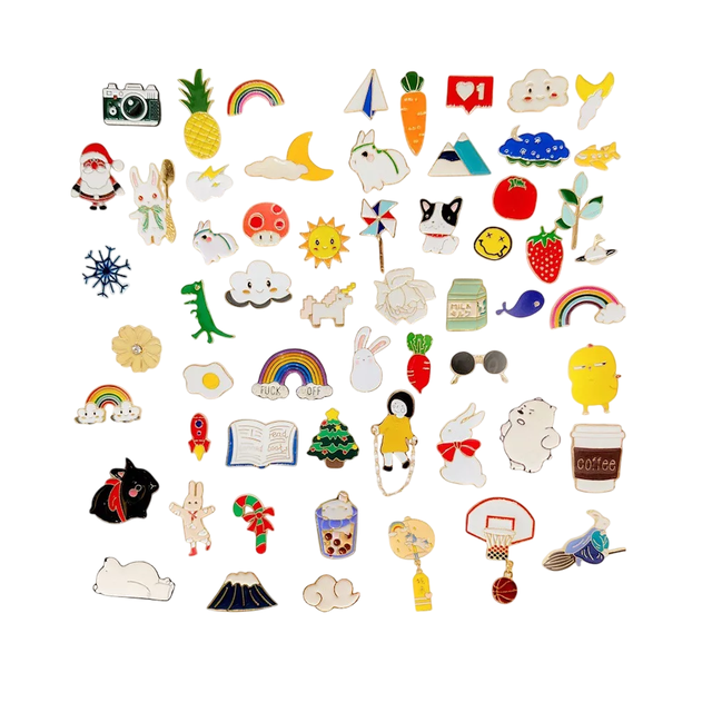 Paquete 20 Pines Pack Broches Metalicos Pines Kawaii Al Azar colores
