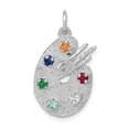 thumbnail image 1 of Beautiful 14k White Gold Artist Palette with CZ Stones Charm, 1 of 2