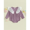 thumbnail image 2 of Suealasg Infant Girls Spring Rompers Baby Girls Clothes Newborn Crew Neck Long Sleeve Lace Ruffle Bodysuits 3M 6M 12M 18M Toddler Autumn One Piece Jumpsuits, 2 of 8