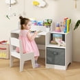 thumbnail image 2 of OLAKIDS Kids Table and Chair Set, Toddler Art Craft Play Wood Activity Desk with Chairs Storage Canvas Bin for Writing Drawing, Children Furniture for Daycare Nursery Boys Girls 3+, 2 of 7