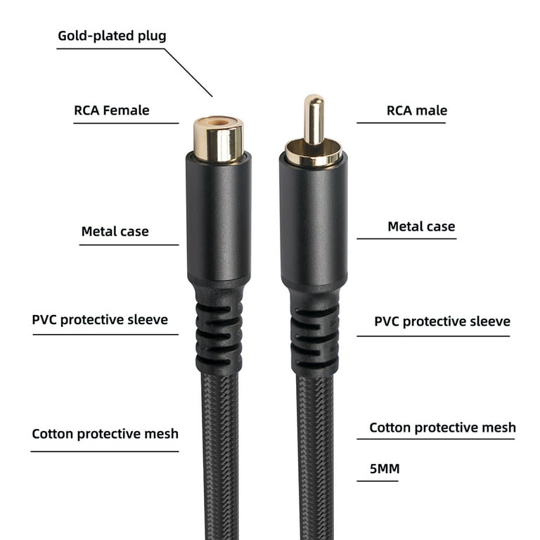 RCA Male to Female Audio Video Extension Cable Extension Cord (3m)