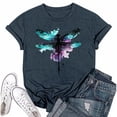 thumbnail image 2 of NAMTYQX Womens Tops Dressy Casual Plus Size Boxy Fit Graphic Trendy Crewneck Airoft Stretchy Muster Short Sleeve Womens Tshirts Cotton Loose Fit Blue Size S, 2 of 5