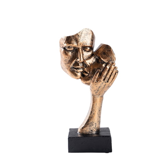 1pcs Couples Figurine Abstract Statue Couple Sculpture Nordic Couples with Kiss Shape Design for Desktop Bedroom Ballroom Ornament,Copper Color-Style 3