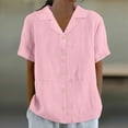 thumbnail image 2 of Atogsazn Women's Plus Size Shirts Casual Button Down Shirt V Lace Neck Tops Loose Outfit Blouse Clothes Pink XXL, 2 of 6