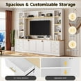 thumbnail image 5 of 102.3"W Farmhouse 4-Piece Entertainment Center Wall Unit with Bookshelves, Modern Large TV Stand with 6 Drawers for TVs Up to 75", Rustic Media Console with Adjustable Shelves for Living Room, White, 5 of 7