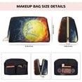 thumbnail image 5 of Naloa Tennis Ball On Fire And Water Leather Makeup Bag for Purse Travel, Portable Small Cosmetic Organizer for Women and Girls, Make up Bag with Zipper, 5 of 8