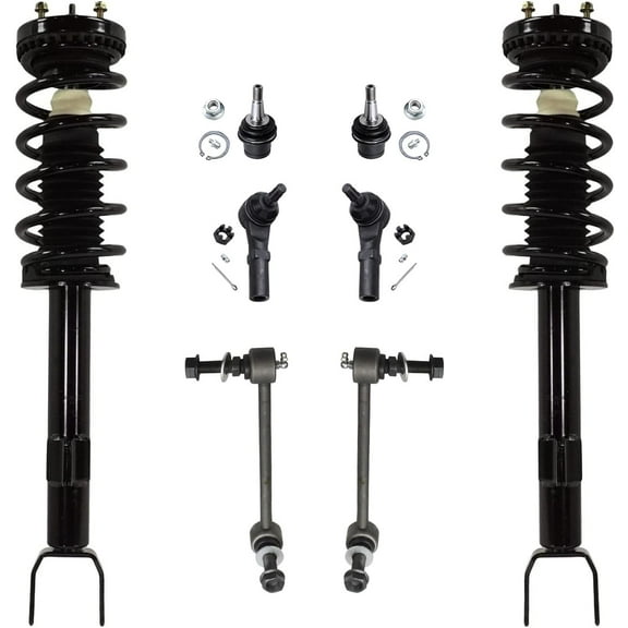 Detroit Axle - Front Struts w/Coil Springs Sway Bar Links Outer Tie Rod Ends Lower Ball Joints Replacement for Chrysler 300 C RWD - 8pc Set