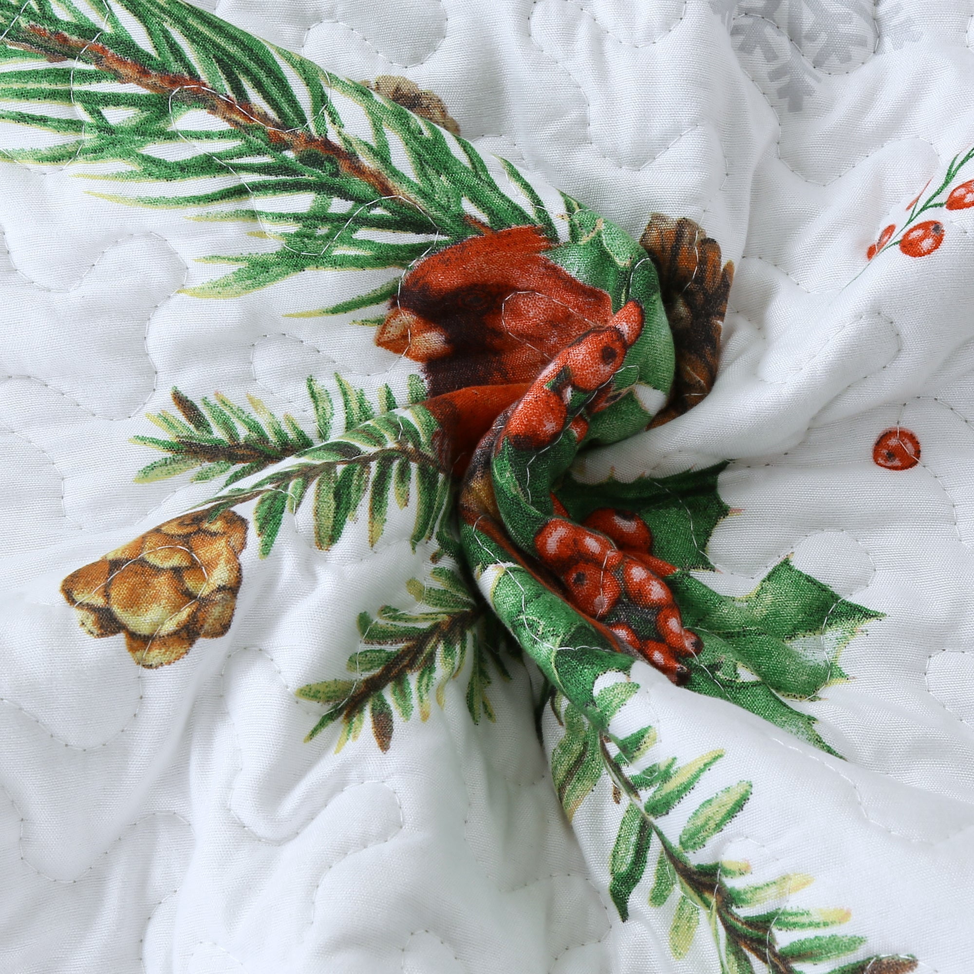3 Pcs Winter Cardinals Christmas Quilt Bedspread Set Holiday Bedding
