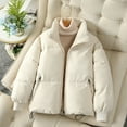 thumbnail image 3 of Decodeary Short Black Beige Winter Warm Quilted Thick Winter Jacket Comfortable coffee L, 3 of 6