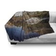 thumbnail image 3 of Yosemite Soft Flannel Fleece Blanket, Yosemite Mirror Lake and Mountain Reflection on Water Sunset Evening View Picture, Cozy Plush for Indoor and Outdoor Use, 60" x 80", Navy Brown, by Ambesonne, 3 of 6