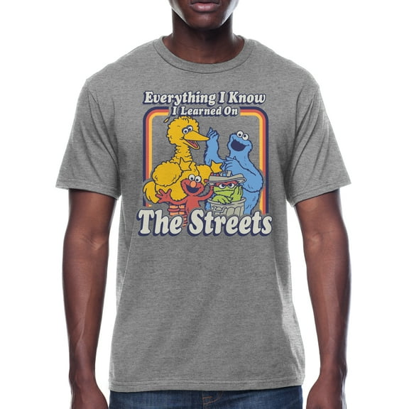 Sesame Street Short Sleeve Men's Graphic Crew Neck Relaxed Fit T-Shirt, up to Size 3XL