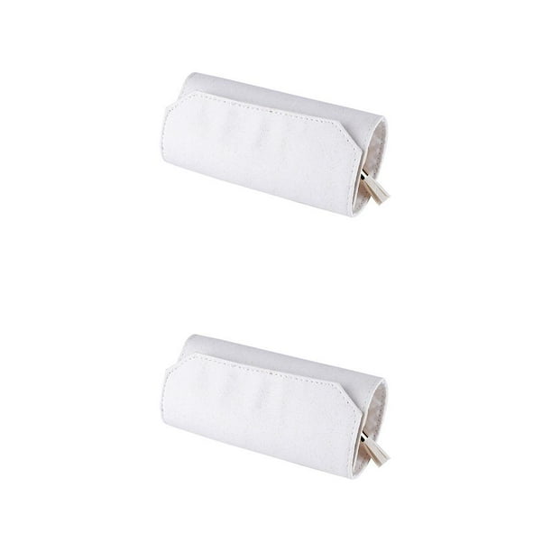 Bolsas de maquillaje Sonducket Joyero multifunción Rollo Bolso plegable PU Blanco 14.5*6.2 cm 2piezas
