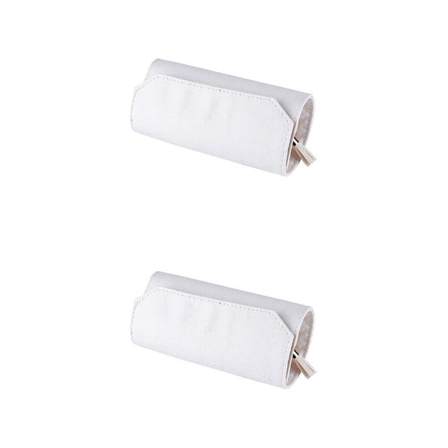 Bolsas de maquillaje Sonducket Joyero multifunción Rollo Bolso plegable PU Blanco 14.5*6.2 cm 2piezas