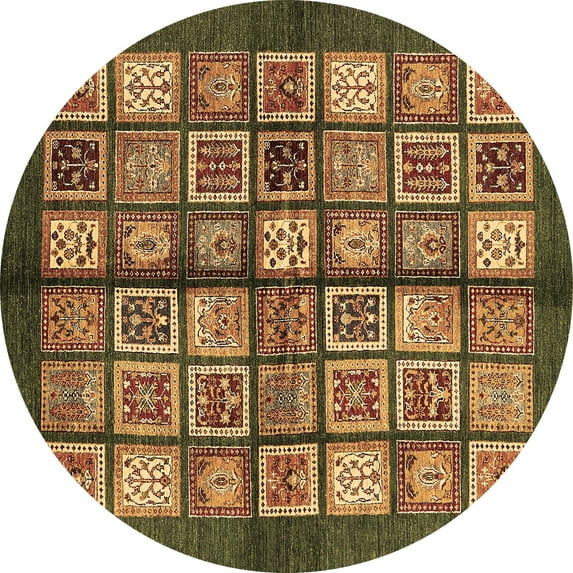 Ahgly Company Indoor Round Abstract Brown Modern Area Rugs, 6' Round