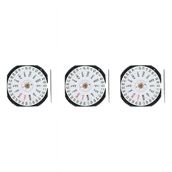 3X Accesorios de Reloj Movimiento VX33E VX33 Movimiento de Cuarzo con Ventana de Calendario Doble de Sin Pilas