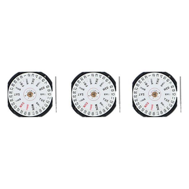 3X Accesorios de Reloj Movimiento VX33E VX33 Movimiento de Cuarzo con Ventana de Calendario Doble de Sin Pilas