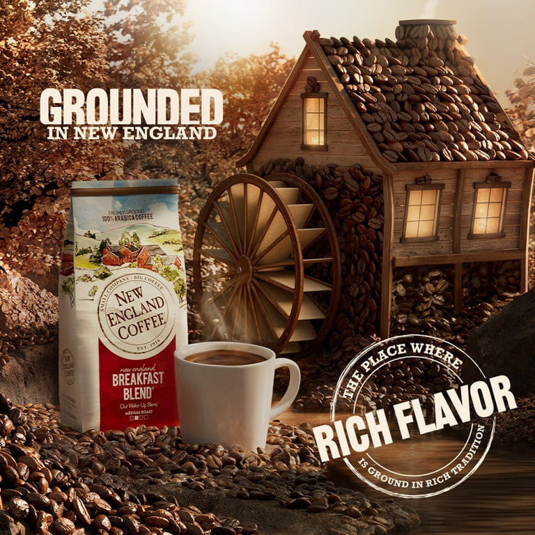 New England Coffee Ground Breakfast Blend Coffee - Medium - 24 oz - 4 / Carton New England Coffee Ground Breakfast Blend Coffee - Medium - 24 oz - 4 / Carton