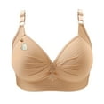 thumbnail image 6 of LNWUY Push up Bras for Women Plus Size Comfortable Printing Gathered Front Closure Bras Full Coverage No Underwire Everyday Bra Beige XXL, 6 of 8