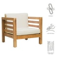 thumbnail image 2 of GDF Studio Cascada Outdoor Acacia Wood Club Chair with Cushion, Teak and Beige, 2 of 11
