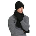 thumbnail image 2 of SuTry Unisex Casual Winter Warm Sets Knitted Hats Scarves Gloves Solid Color Ideal for Cold Weather Keeping Warm Cozy During Winter(Black#1,Free Size), 2 of 5