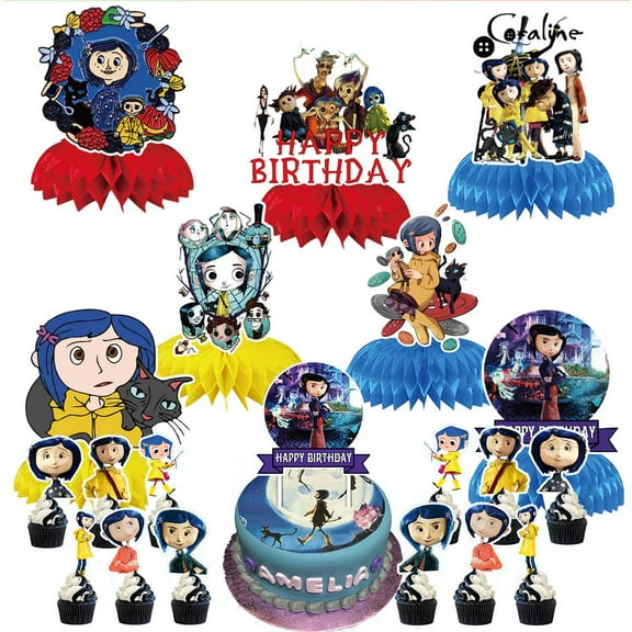 Coraline Party Decor Supplies Honeycomb Centerpieces Table Toppers Cake Toppers Decorations for Birthday